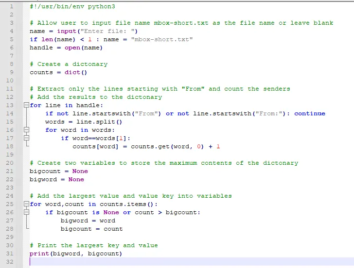 Sample of python code