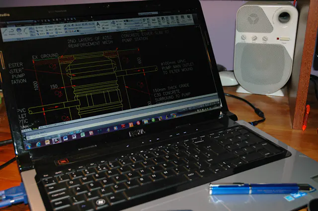 Engineers Laptop computer with CAD software loaded
