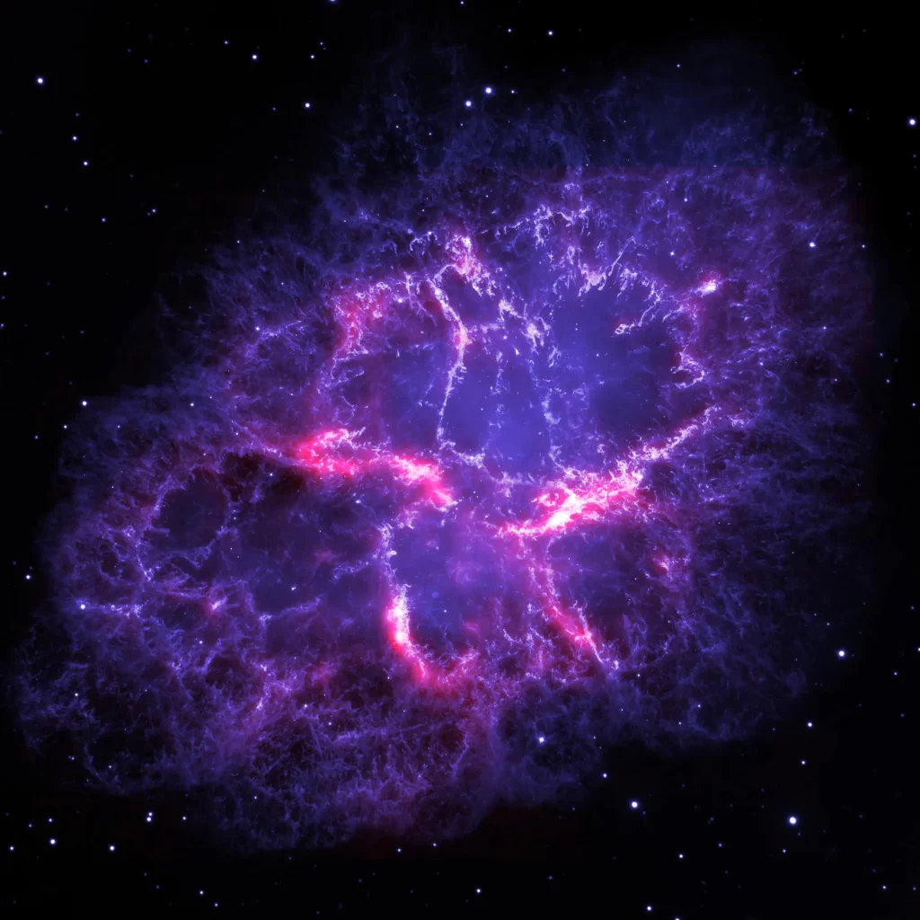 Crab Nebula, as Seen by Herschel and Hubble